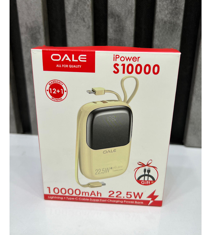 پاور بانک ۱۰ هزار میلی آمپر oale مدل s10000 فست شارژ