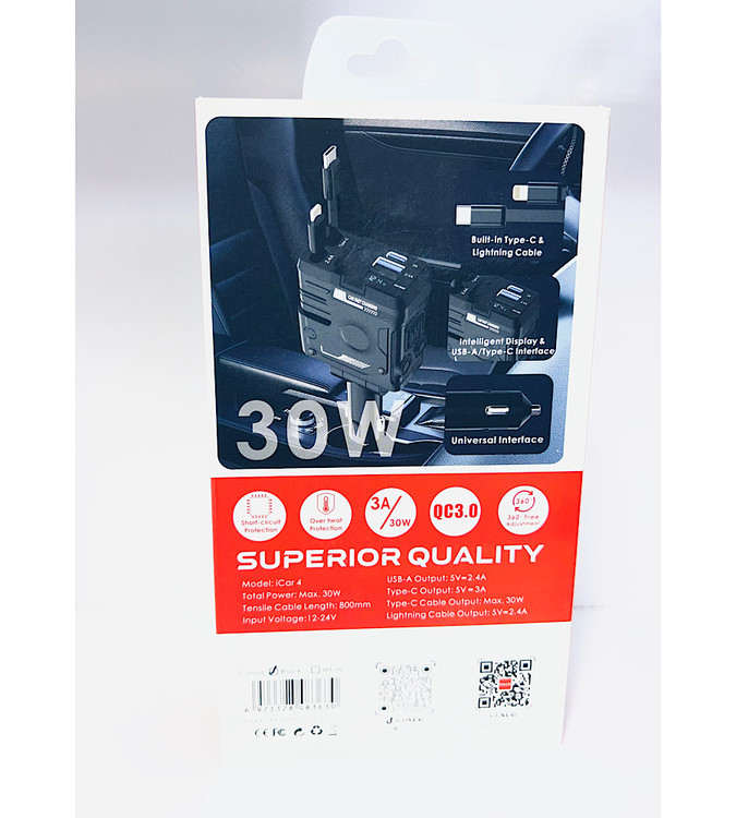 خرید شارژر فندکی ۳۰ وات OALE مدل icar4