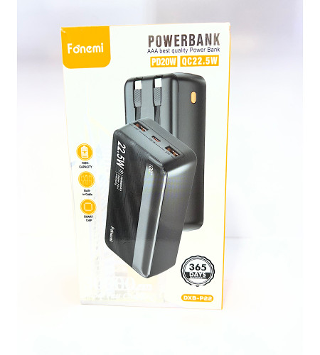 پاوربانک ۳۰۰۰۰ میلی آمپر فونمی مدل Dxb-p22